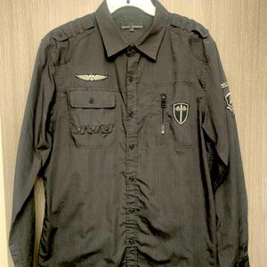 Affliction Black Premium Live Fast Long Sleeve Button Up Black Size large